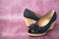 black summer suede women& x27;s shoes, side view