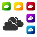 Black Sun and cloud weather icon isolated on white background. Set icons in color square buttons. Vector Royalty Free Stock Photo