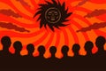 The black sun and the crowd. A symbol of the mentality and submissive attitude of the Russian nation.