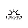 Black sun horizon view logo design Royalty Free Stock Photo