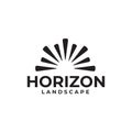 Black sun horizon view logo design Royalty Free Stock Photo