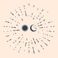 Black Sun and moon icon isolated on beige background. Weather daytime and night. Abstract circle random dots. Vector Royalty Free Stock Photo