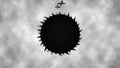 Black sun rotates attracts crows animation