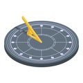 Black sundial icon, isometric style