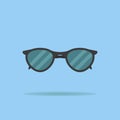 Black sunglasses flat icon. Vector illustration.