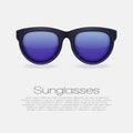 Black sunglasses with gradient mirror Lens. isolated illustration on white background with text for banner Royalty Free Stock Photo