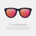 Black sunglasses with gradient mirror Lens. isolated illustration on white background with text for banner Royalty Free Stock Photo