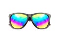 Black sunglasses with rainbow mercury lenses isolated on white background