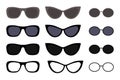 Black sunglasses set in modern style. Cartoon style. Modern concept background. Vector illustration. stock image. Royalty Free Stock Photo