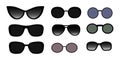 Black sunglasses set in modern style. Cartoon style. Modern concept background. Vector illustration. stock image. Royalty Free Stock Photo