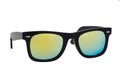 Black sunglasses with yellow-blue mirror lens Royalty Free Stock Photo