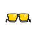Black sunglasses with yellow lens isolated on white background. Cartoon funny kids pink summer sunglasses icon, label Royalty Free Stock Photo