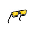 Black sunglasses with yellow lens isolated on white background. Cartoon funny kids pink summer sunglasses icon, label Royalty Free Stock Photo