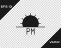 Black Sunset icon isolated on transparent background. Vector Royalty Free Stock Photo