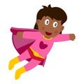Black Superhero Girl Flying on White Royalty Free Stock Photo