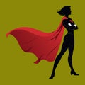 Black Superwoman Silhouette Vector Image, illustration. Royalty Free Stock Photo
