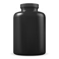 Black supplement bottle. Protein jar plastic blank