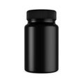 Black supplement bottle vector blank. Plastic pill jar mockup Royalty Free Stock Photo