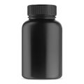 Black supplement bottle. Vitamin pill container Royalty Free Stock Photo