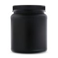 Black supplement jar. Protein sport 3d container Royalty Free Stock Photo