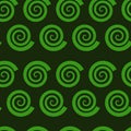 Black surface with green spiral ornament. Vector seamless pattern. Background illustration, decorative design for fabric or paper Royalty Free Stock Photo