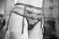 black Suspender belt underwear on mannequin in fashion store for women