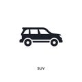 black suv isolated vector icon. simple element illustration from transport-aytan concept vector icons. suv editable logo symbol