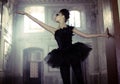 Black swan ballet dancer in move Royalty Free Stock Photo