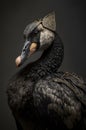 Black swan wearing a historical costume