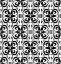 Black swan tropical bird seamless pattern. Black white illustration Royalty Free Stock Photo