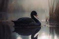 Black swan water. Generate Ai Royalty Free Stock Photo