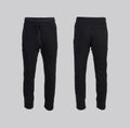 Black sweatpants Front and back view isolated Royalty Free Stock Photo