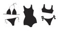 Swimsuit silhouette isolated on white background for design, silhouette vector stock illustration with bikini set or collection