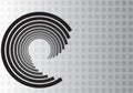 Black Swirl Design on Gray Dot Background