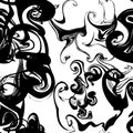 Black swirl seamless pattern, like ink or smoke on white background