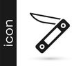 Black Swiss army knife icon isolated on white background. Multi-tool, multipurpose penknife. Multifunctional tool Royalty Free Stock Photo