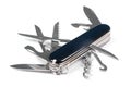 Black swiss army knife isolated on a white Royalty Free Stock Photo