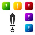 Black Sword toy icon isolated on white background. Set icons in color square buttons. Vector Royalty Free Stock Photo