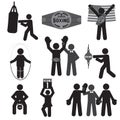 Black Symbol Boxing Icon Set.