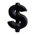 Black symbol dollar made of inflatable balloon on white background. Royalty Free Stock Photo