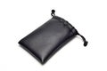 Black synthetic leather pouch for accessories and fashion apparels