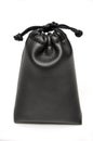 Black synthetic leather pouch for accessories and fashion apparels studio photo