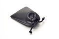 Black synthetic leather pouch for accessories and fashion apparels