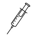 Black Syringe icon isolated. Simple Vaccine Sign. Injection Symbol