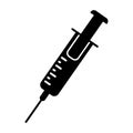 Black Syringe icon isolated. Simple Vaccine Sign. Injection Symbol