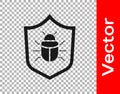 Black System bug concept icon isolated on transparent background. Code bug concept. Bug in the system. Bug searching Royalty Free Stock Photo
