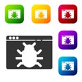 Black System bug concept icon isolated on white background. Code bug concept. Bug in the system. Bug searching. Set Royalty Free Stock Photo
