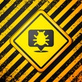 Black System bug concept icon isolated on yellow background. Code bug concept. Bug in the system. Bug searching. Warning Royalty Free Stock Photo