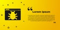 Black System bug concept icon isolated on yellow background. Code bug concept. Bug in the system. Bug searching. Vector Royalty Free Stock Photo