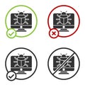 Black System bug on monitor icon isolated on white background. Code bug concept. Bug in the system. Bug searching Royalty Free Stock Photo